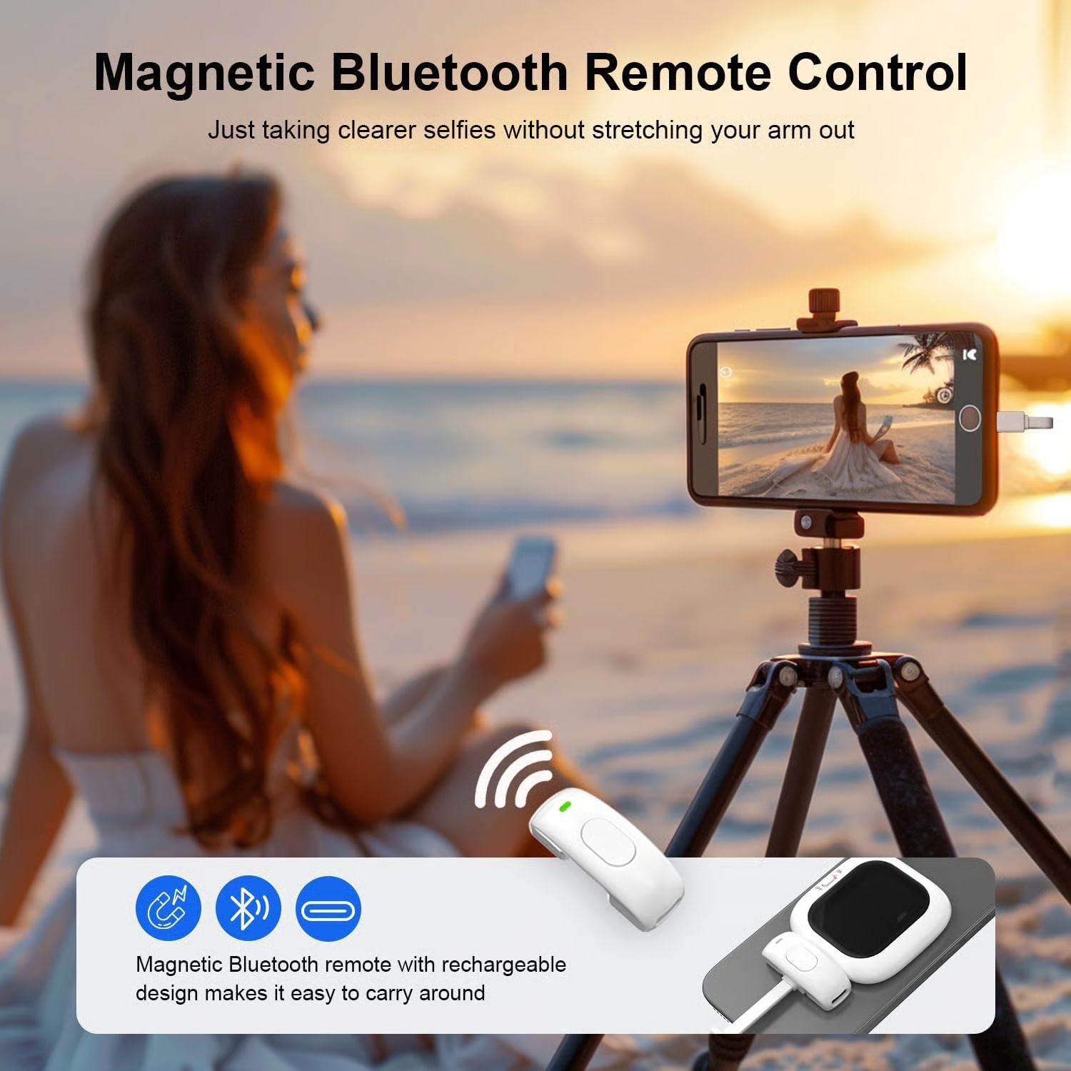 SelfieSight : Mini Vlogging Selfie Display for iPhone – Wired Rear Camera Monitor with Bluetooth Remote